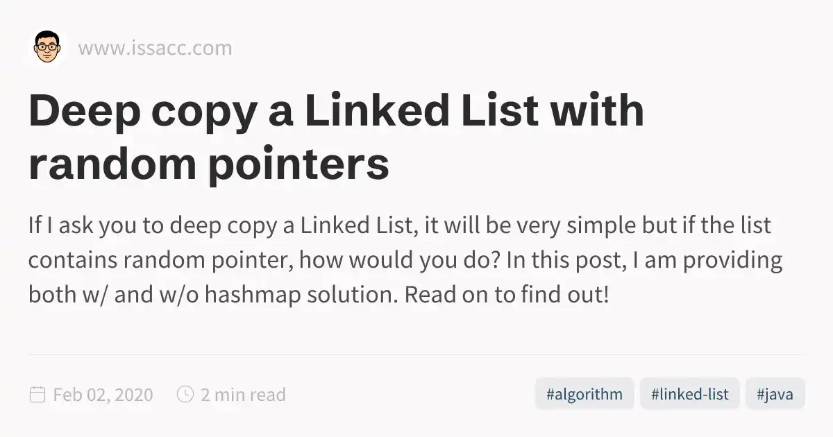 Deep copy a Linked List with random pointers